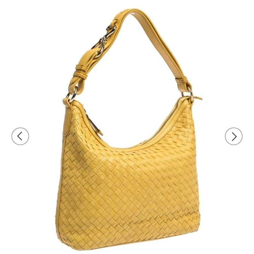 Cole Haan Yellow Leather Heritage Weave Zip Shoulder Hobo Bag